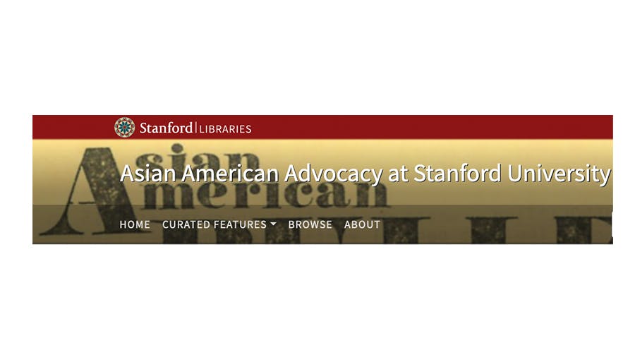 Banner text for digital exhibit title, 'Asian American Advocacy at Stanford University